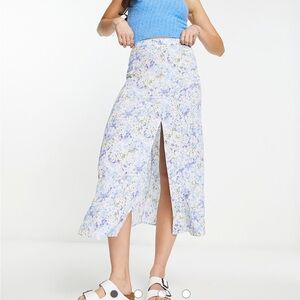 & other stories Floral Blue Midi Skirt with slit